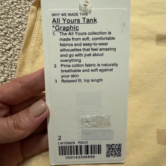 NWT Lululemon ALL YOURS TANK SIZE 2 - Picture 3 of 3